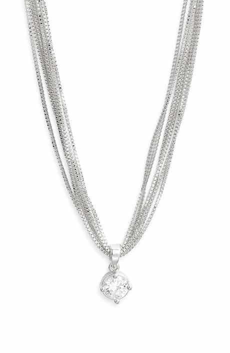 Nordstrom Solitaire Cubic Zirconia Pendant Necklace