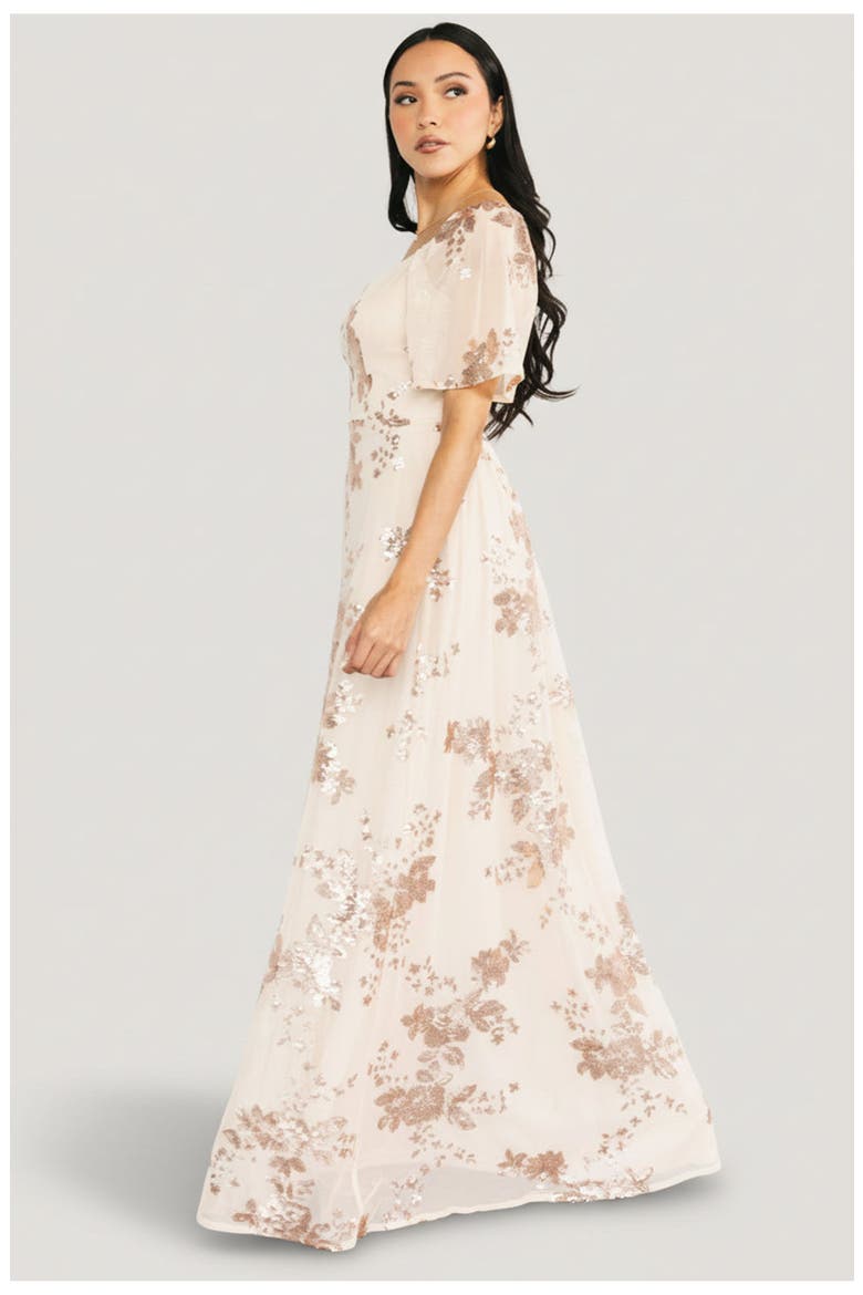 Karina Sequin Maxi Dress, Alternate, color, Champagne