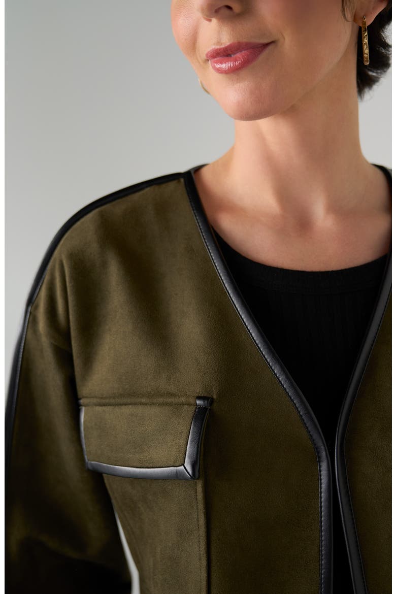 Relaxed Open Front Faux Suede Jacket, Alternate, color, DARK OLIVE