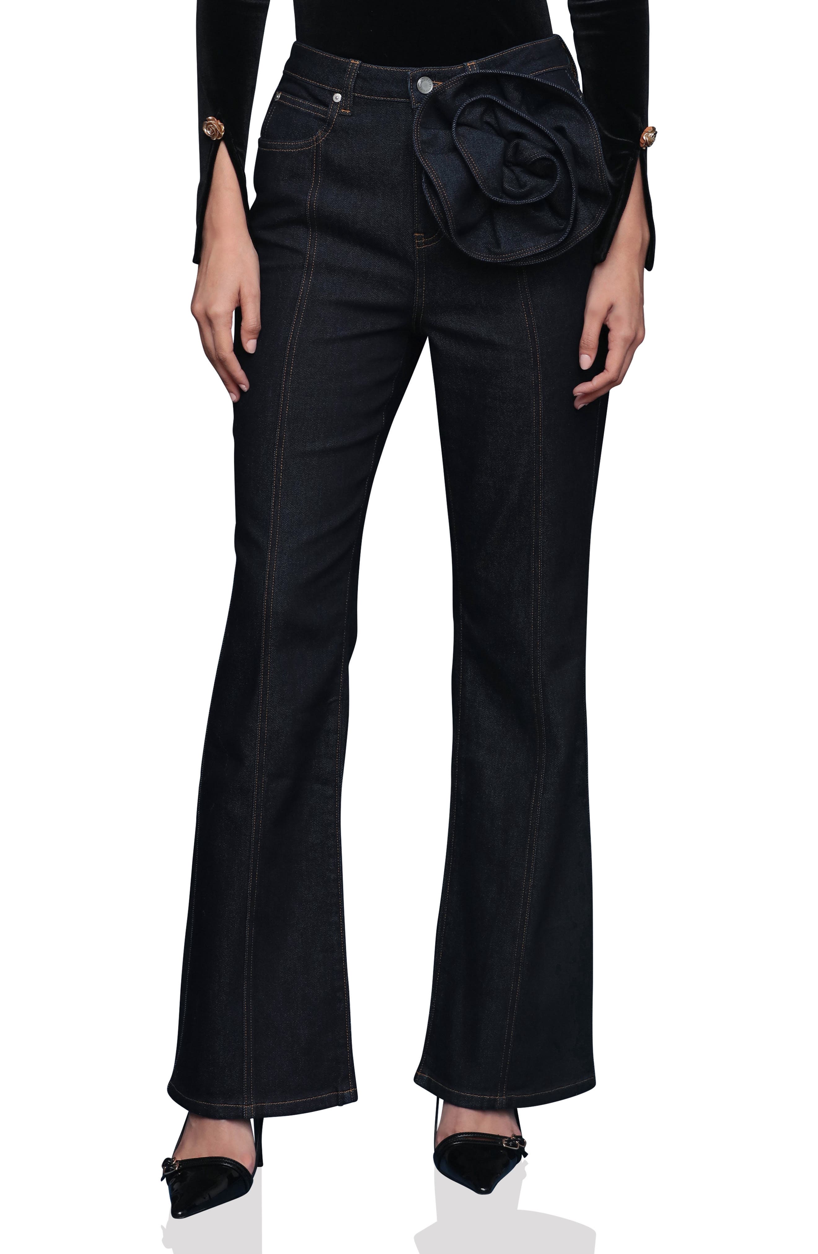 Avec Les Filles Rosette Detail High Waist Jeans