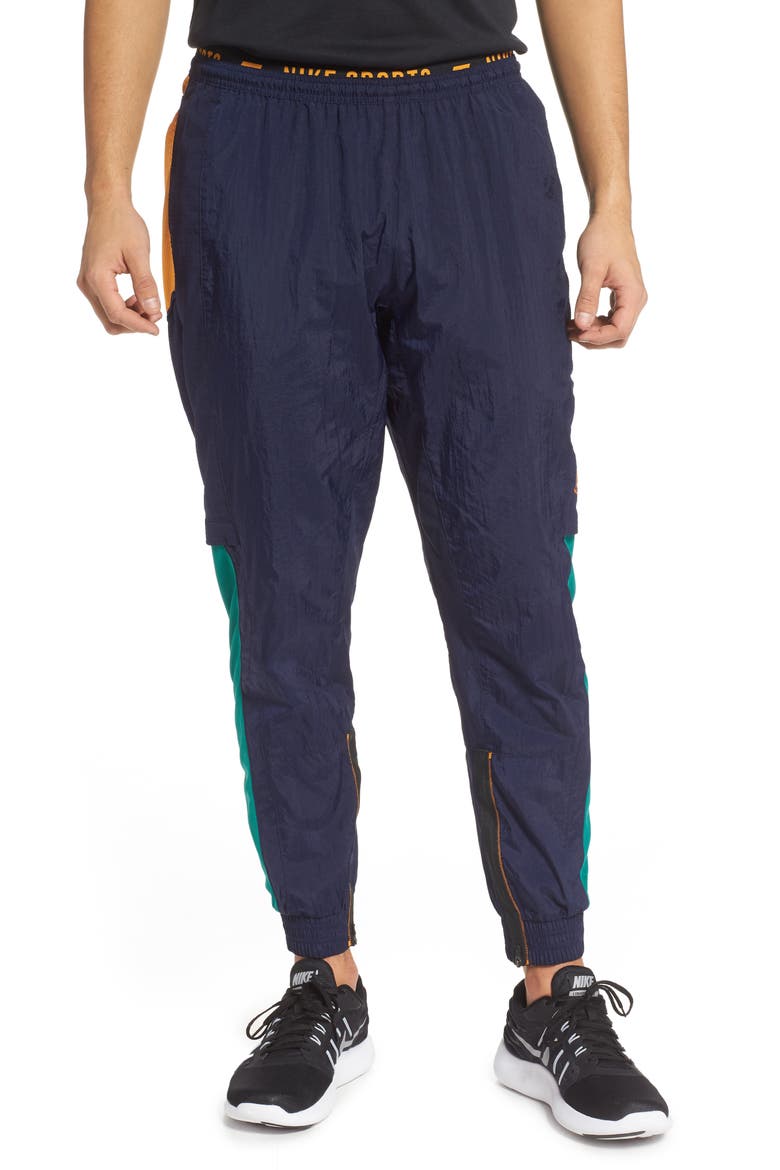 Flex Sport Clash Dri-FIT Pants, Main, color, BLACKENED BLUE/ KUMQUAT