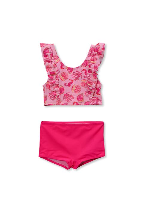 Girls Chlorine Resistant Ruffle Tankini Swimsuit Set