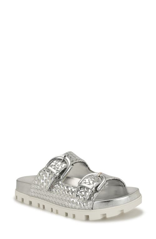 Nine West Tindy Two-strap Lug Sole Sandal In Silver