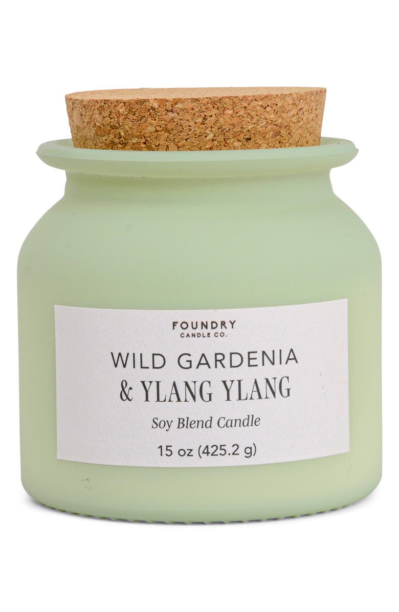 Foundry Candle Co. 15-Ounce Jar Fragrance Candle with Cork Lid, Main, color, Wild Gardenia + Ylang Ylang