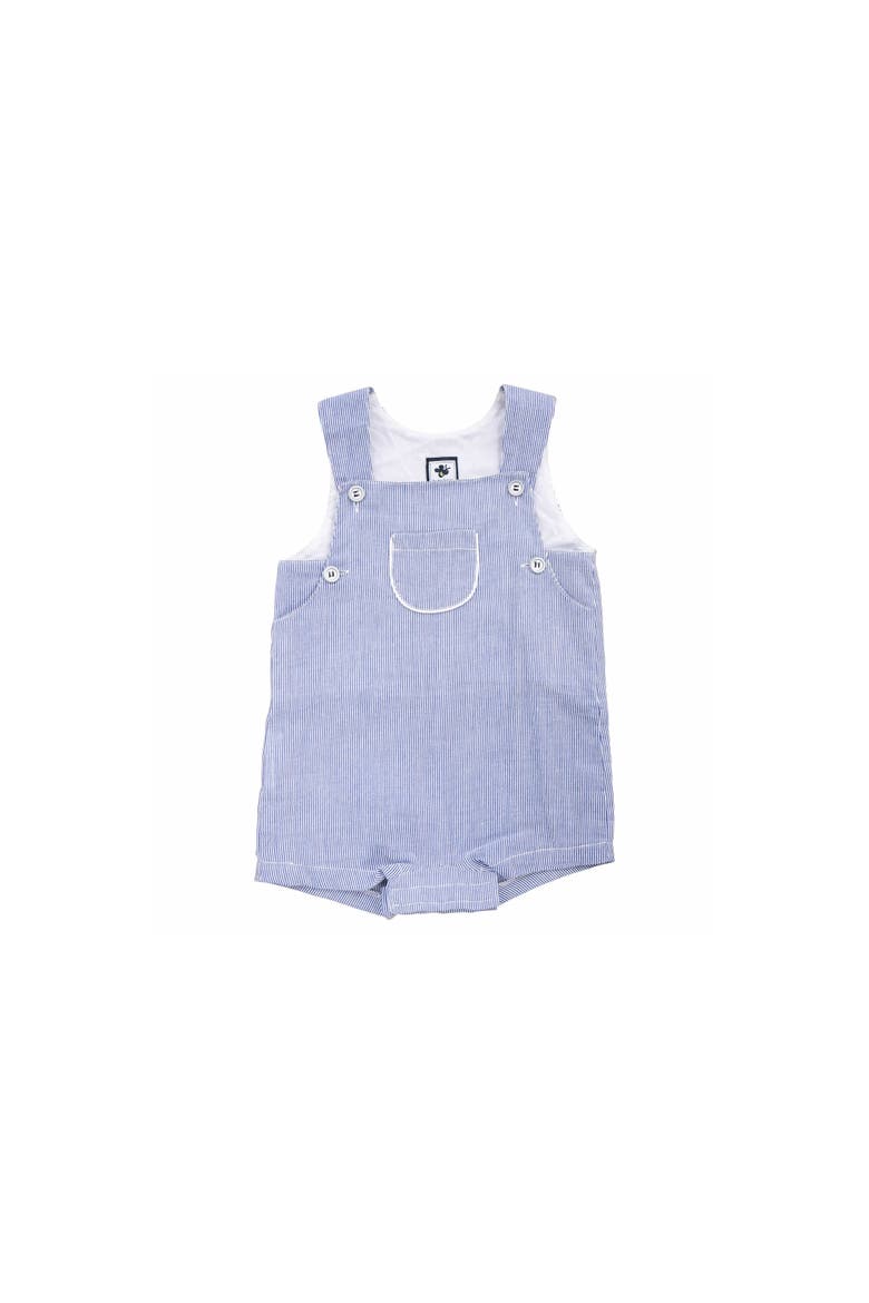 George Classic Romper, Main, color, Navy Seersucker Stripe