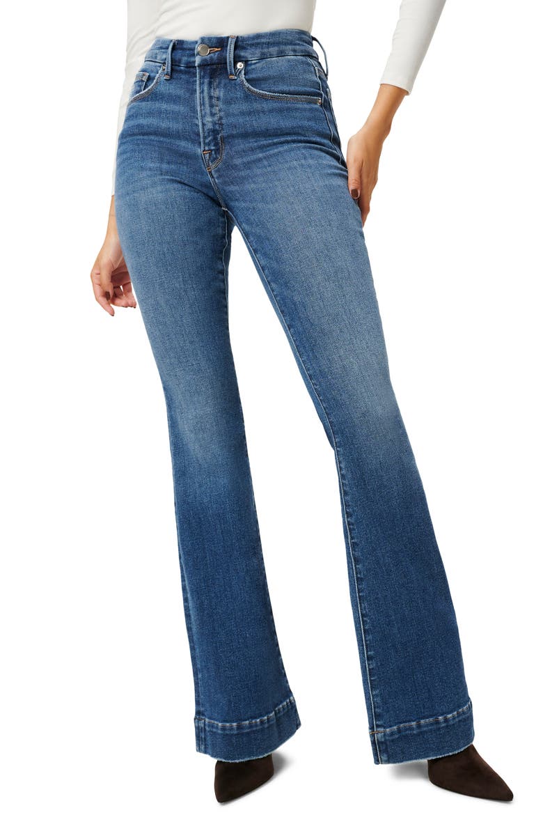 Good Legs High Waist V-Back Flare Jeans, Main, color, BLUE843
