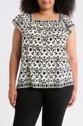 MAX STUDIO Square Neck Flutter Sleeve Top