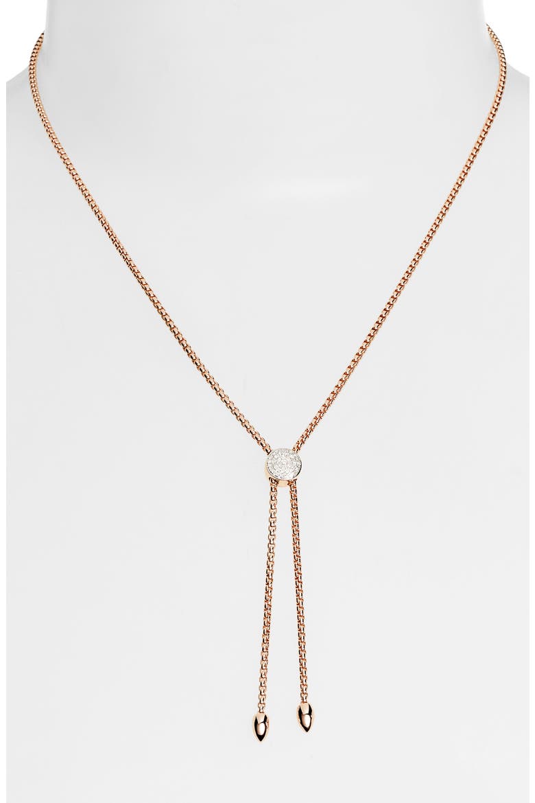 Fiji Diamond Lariat Necklace, Main, color, ROSE GOLD