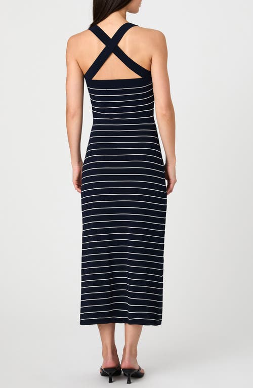 French Connection Stripe Cross Back Body-con Sweater Dress