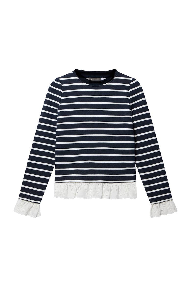 Stripe Woven Mix Sweatshirt, Alternate, color, Blue