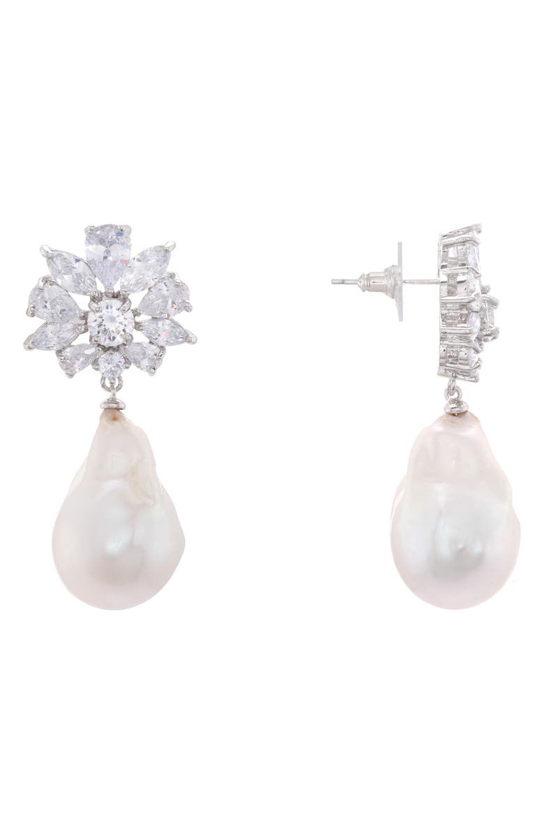 Nina Baroque Freshwater Pearl Cluster Earrings, Main, color, 