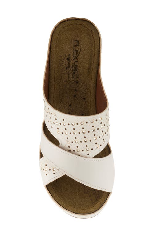 Flexus By Spring Step Perforated Wedge Sandal In White