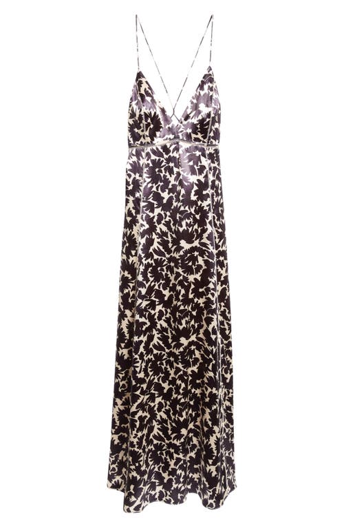 Ulla Johnson Evie Print Satin Maxi Dress In Raven