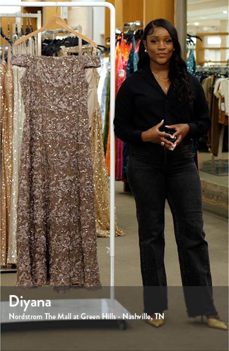 Sequin Off the Shoulder Gown, sales video thumbnail