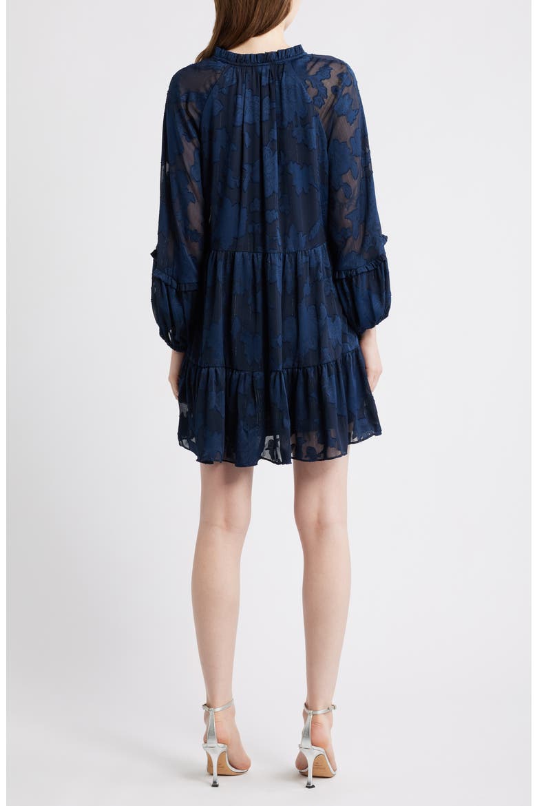 Long Sleeve Floral Tiered Dress, Alternate, color, CLASSIC NAVY