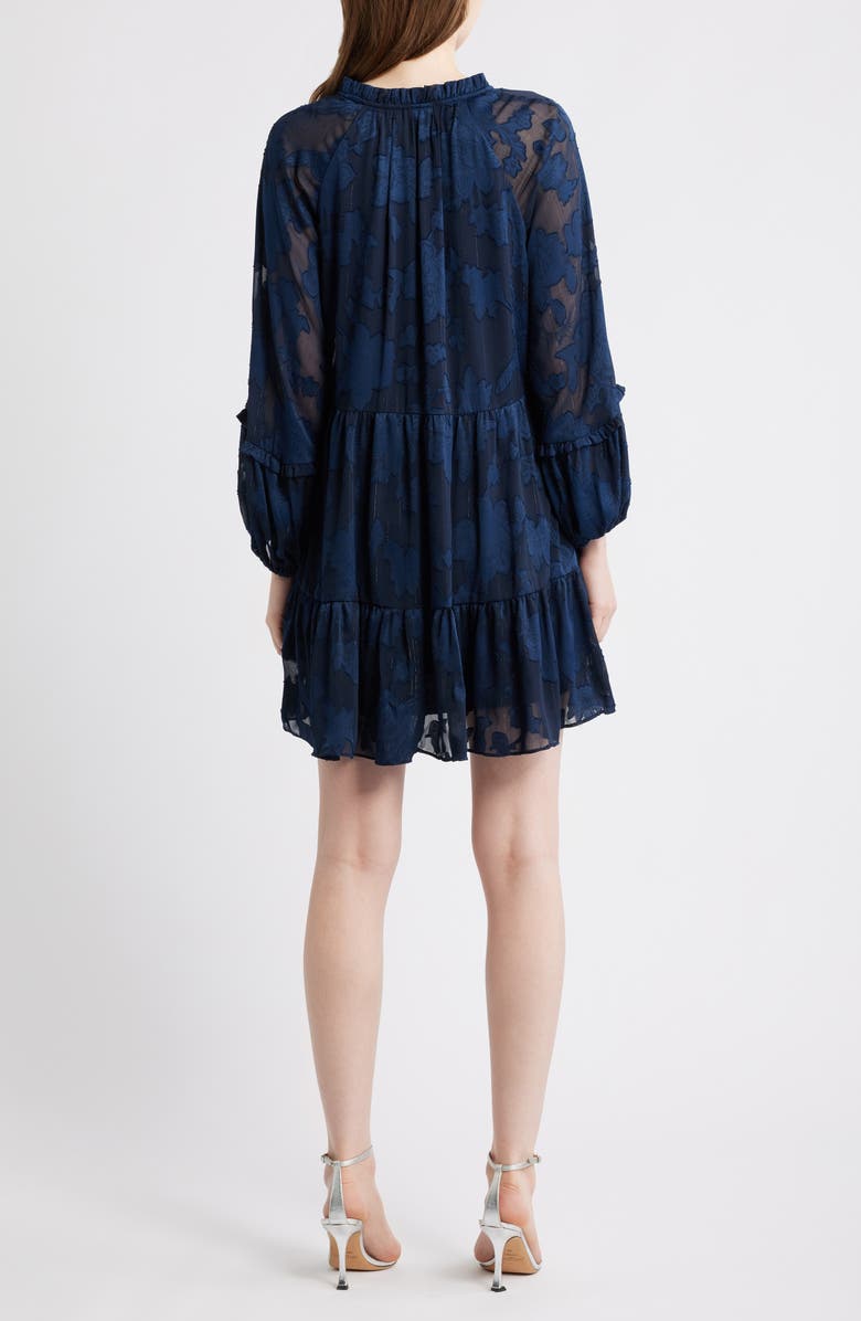 Halogen<sup>®</sup> Long Sleeve Floral Tiered Dress, Alternate, color, Classic Navy