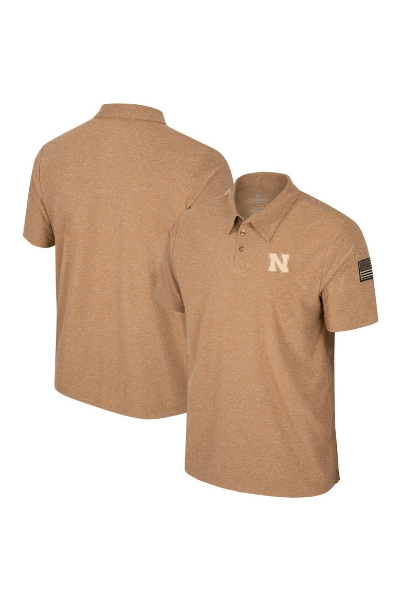 Men's Colosseum Khaki Nebraska Huskers OHT Military Appreciation Cloud Jersey Desert Polo, Main, color, Khaki
