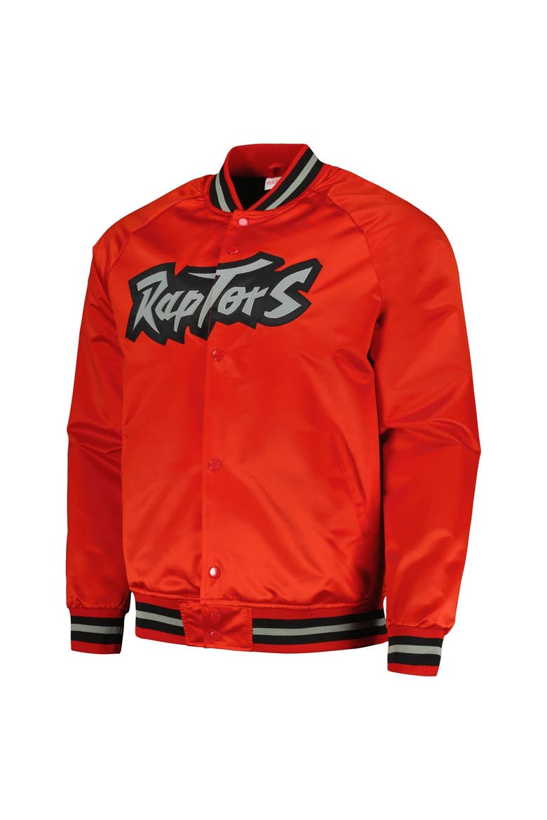 Men's Mitchell & Ness Red Toronto Raptors Hardwood Classics  Throwback Wordmark Raglan Full-Snap Jacket, Alternate, color, Red