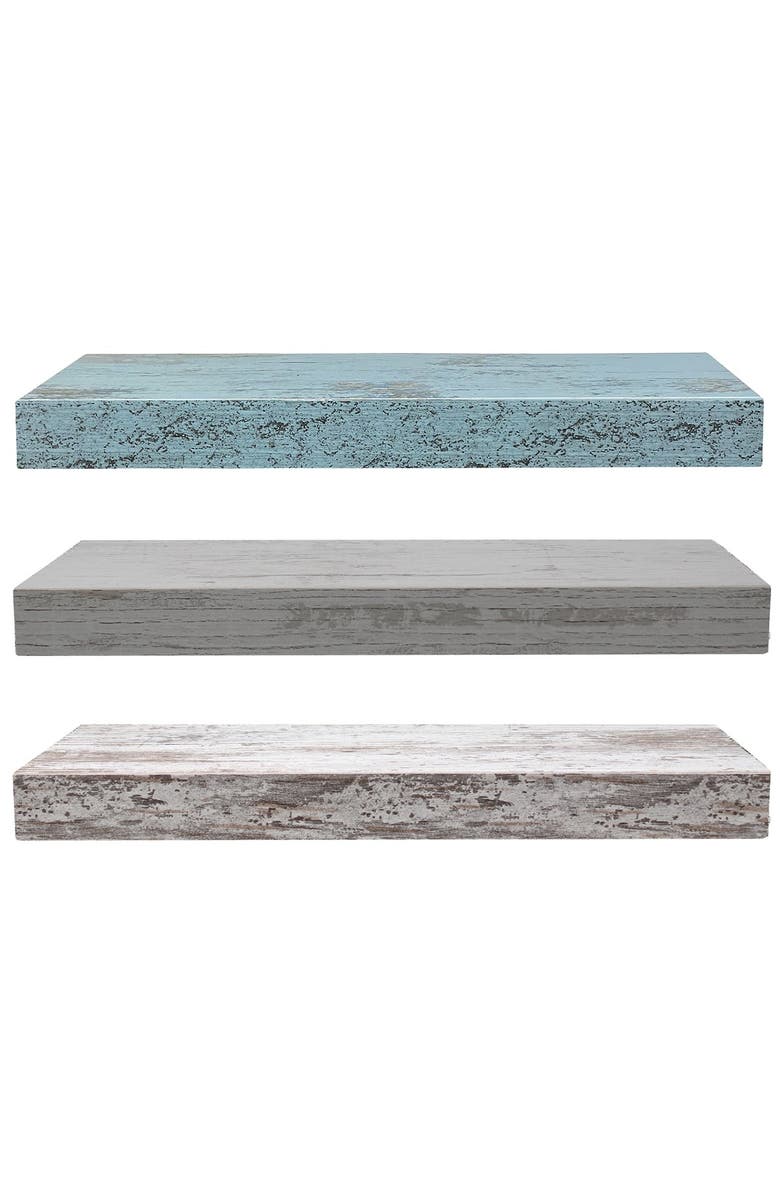 SORBUS Multi Rustic Wood Floating Shelf - Set of 3, Main, color, 