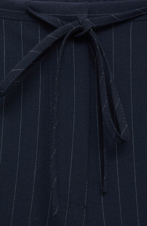 Shop Mango Chalk Stripe Straight Leg Pants In Dark Navy