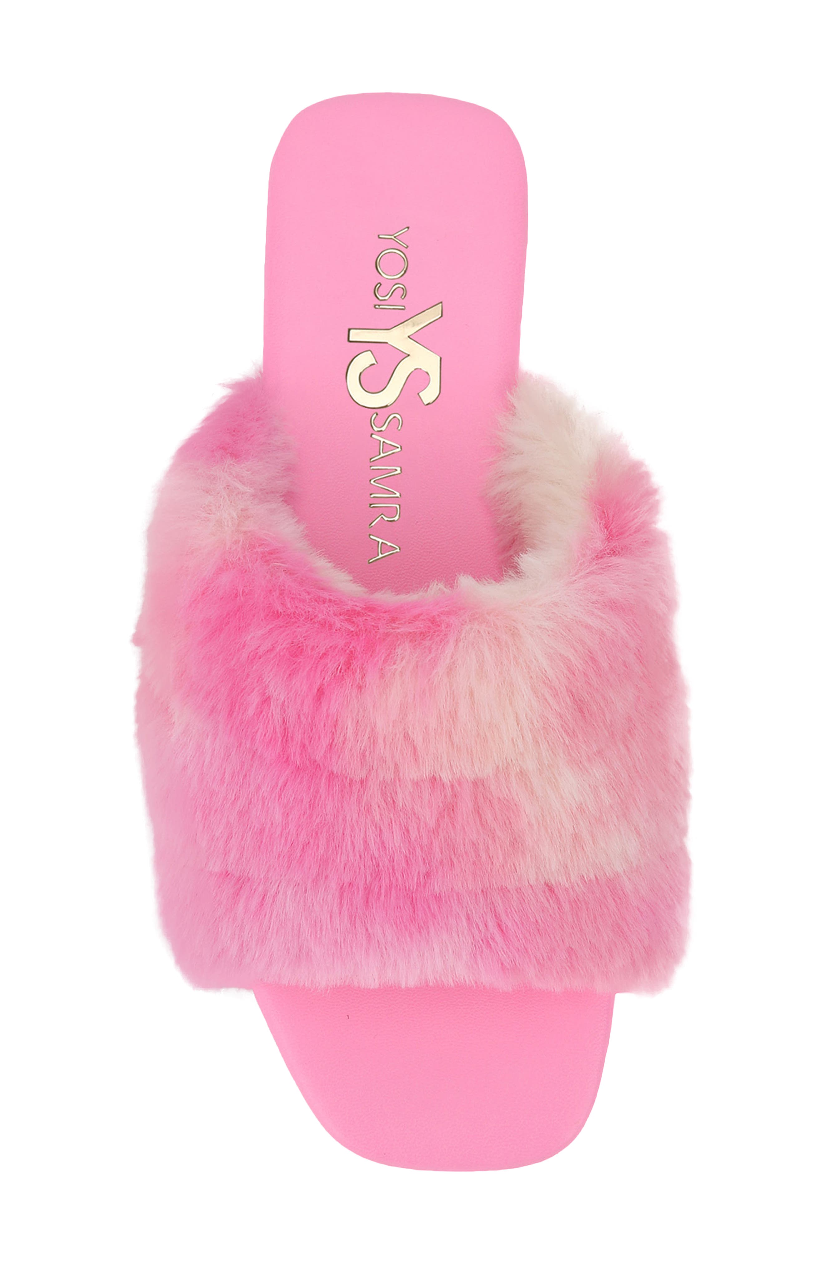 Yosi Samra Kids' Miss Nora Faux Fur Slide, Alternate, color, Pink