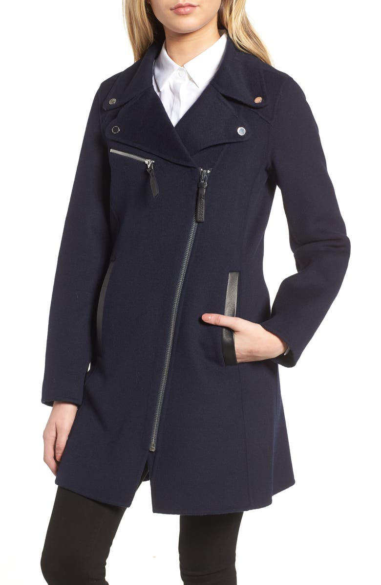 Derek Lam 10 Crosby Double-Face Wool Moto Style Coat, Main, color, 