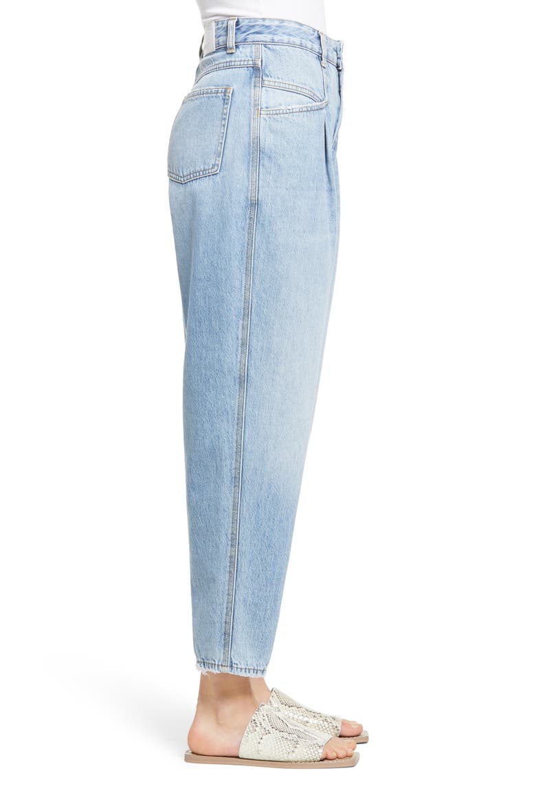 Pearl High Waist Pleated Nonstretch Straight Leg Jeans, Alternate, color, MID BLUE