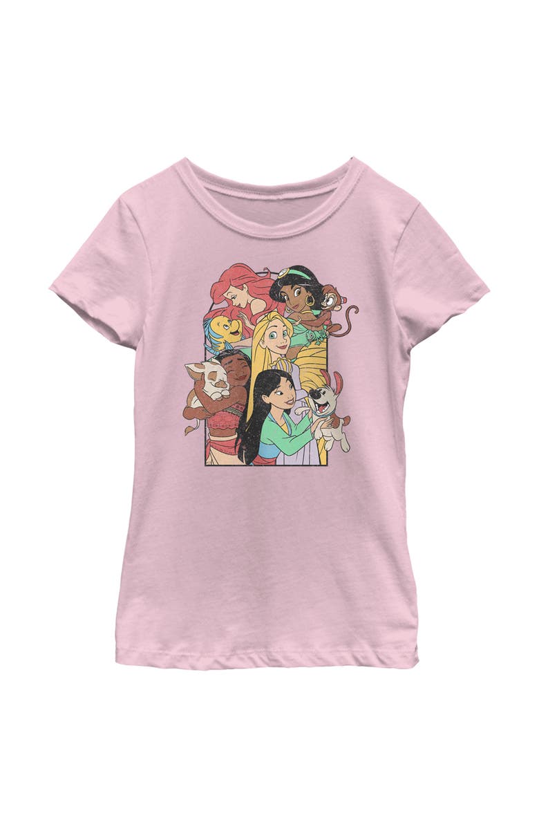 Disney Girl's Disney Princess Pets Distressed  Graphic T-Shirt, Main, color, Light Pink