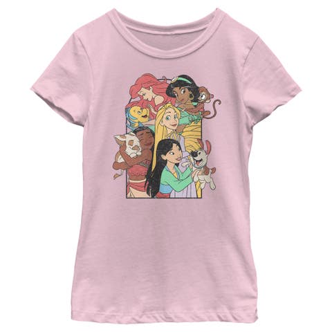 Girl's Disney Princess Pets Distressed  Graphic T-Shirt