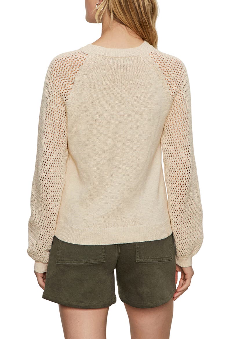 Perfect Moment Mix Stitch Cotton Crewneck Sweater, Alternate, color, LIGHT OAT