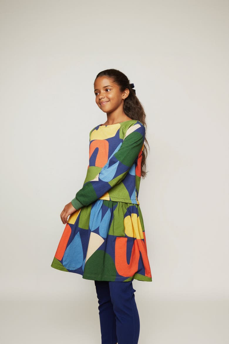 Fall Shapes Dress, Alternate, color, Beacone Blue/Multi
