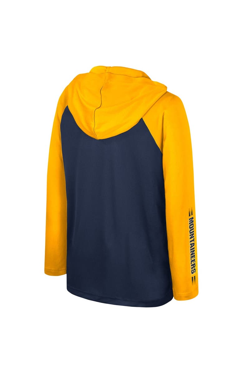 COLOSSEUM Youth Colosseum Navy West Virginia Mountaineers Eddie Multi-Hit Raglan Long Sleeve Hoodie T-Shirt, Alternate, color, 