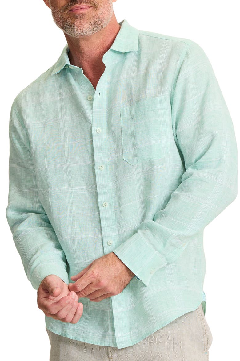 Paradiso Plaid Linen Button-Up Shirt, Main, color, SPRITE