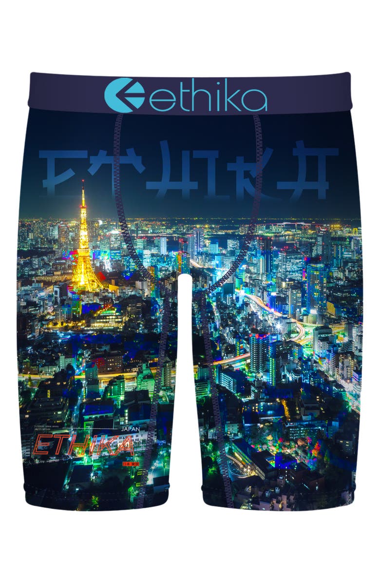 Ethika Kids' Tokyo Pulse Boxer Briefs, Main, color, Black/ Blue