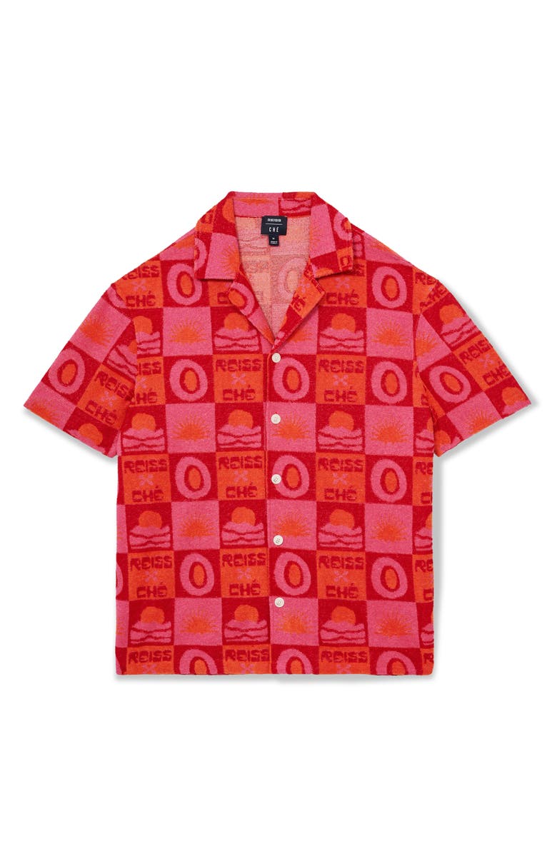 Reiss x Ché Saura Terry Cloth Camp Shirt, Alternate, color, Pink