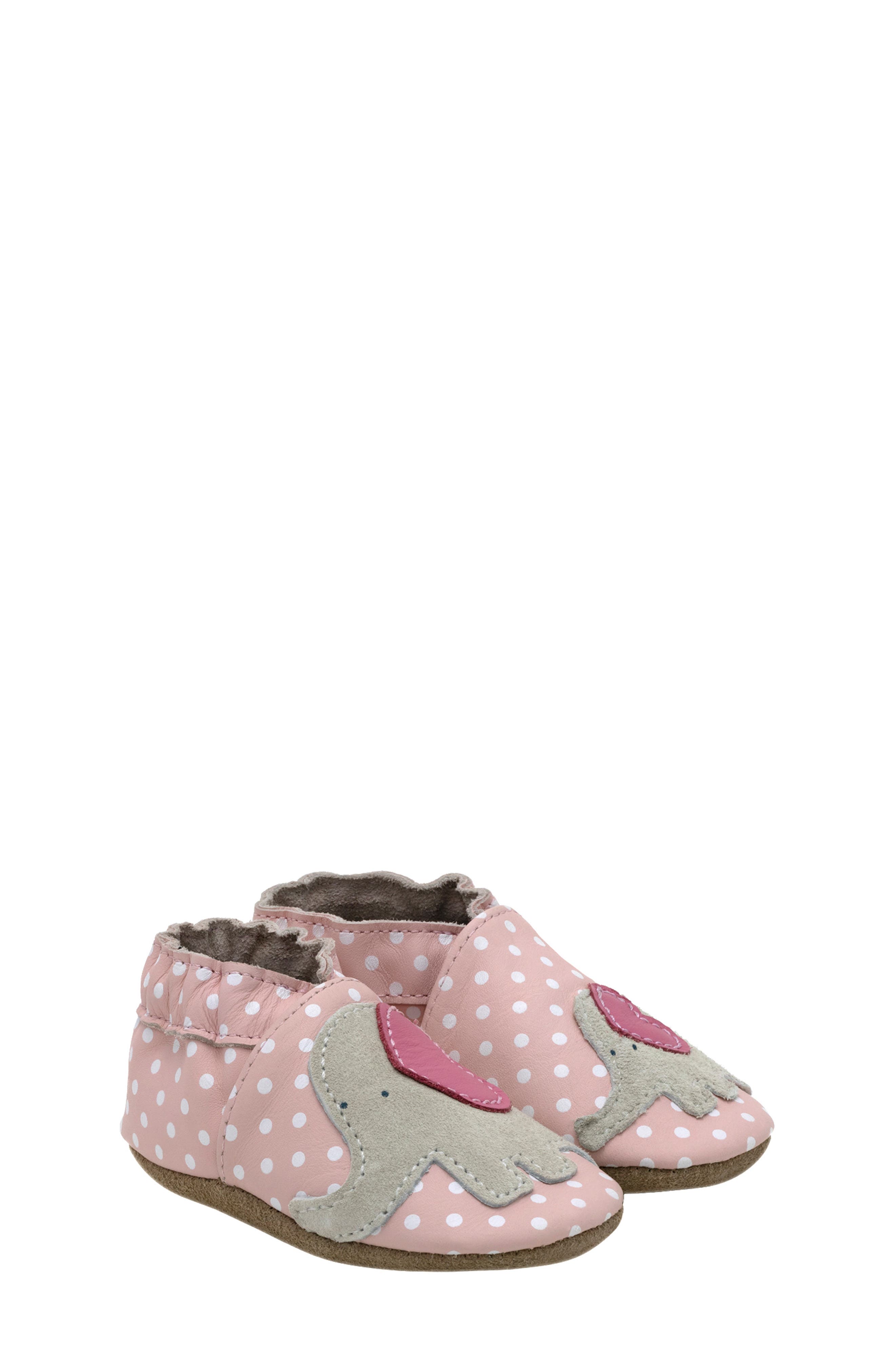 Robeez<sup>®</sup> Little Peanut Crib Shoe, Main, color, Pastel Pink