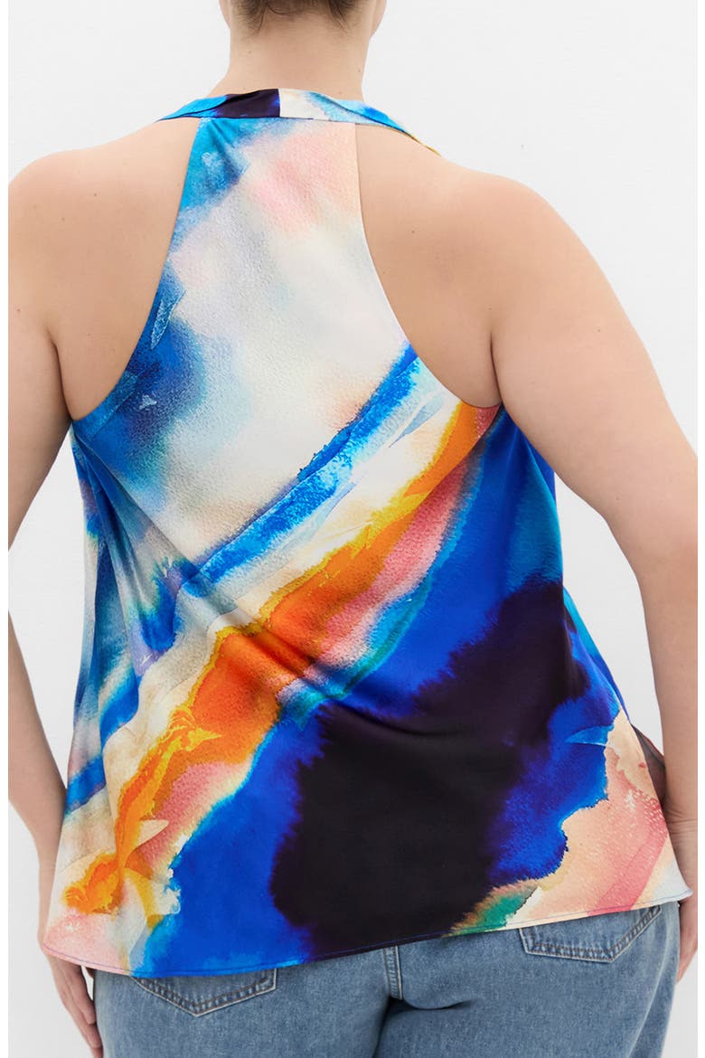 Print Cowl Neck Sleeveless Satin Top, Alternate, color, FACET
