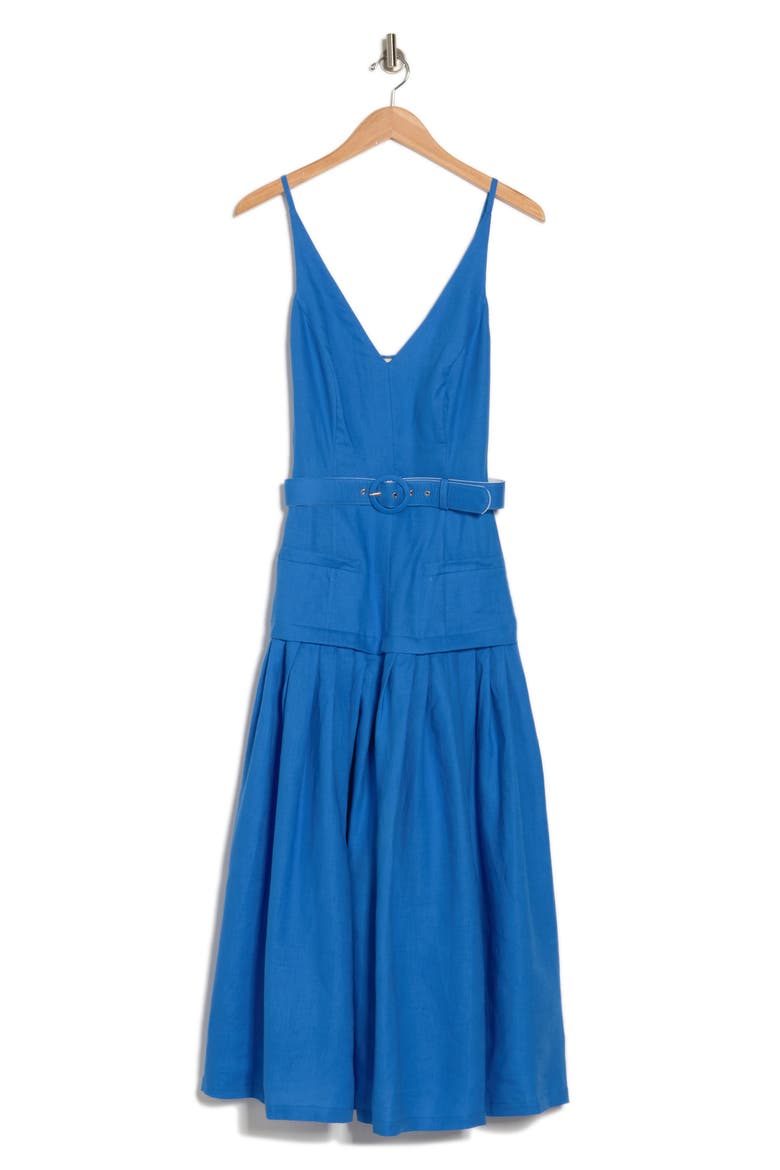 Clemence Pleated Mid Dress, Alternate, color, OLYMPIC