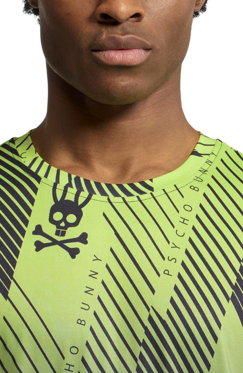 Psycho Bunny Fletcher Print Performance T-Shirt, Alternate, color, Safety Yellow