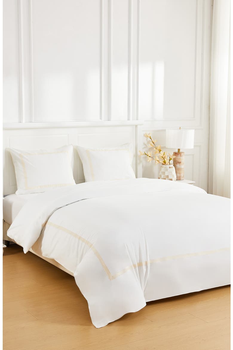 Classic Border Embroidered Duvet & Sham Set, Alternate, color, IVORY