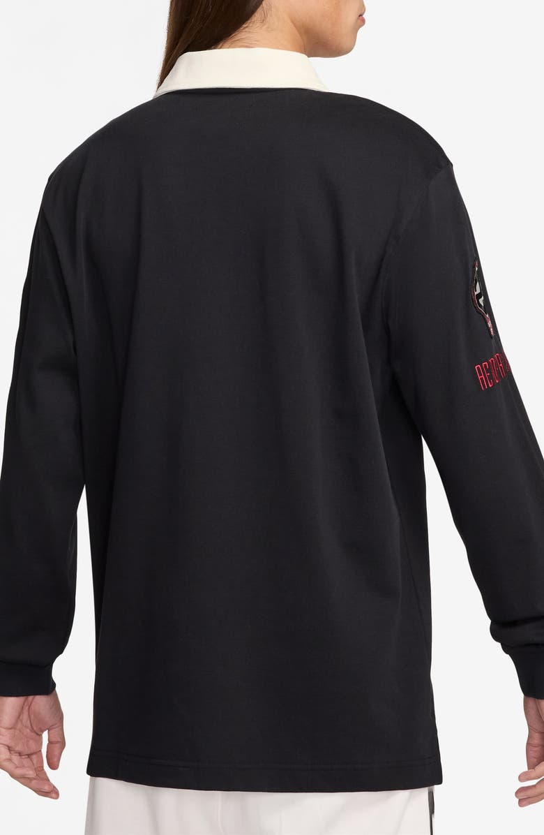 Jordan Essentials Long Sleeve Logo Rugby Shirt, Alternate, color, Black