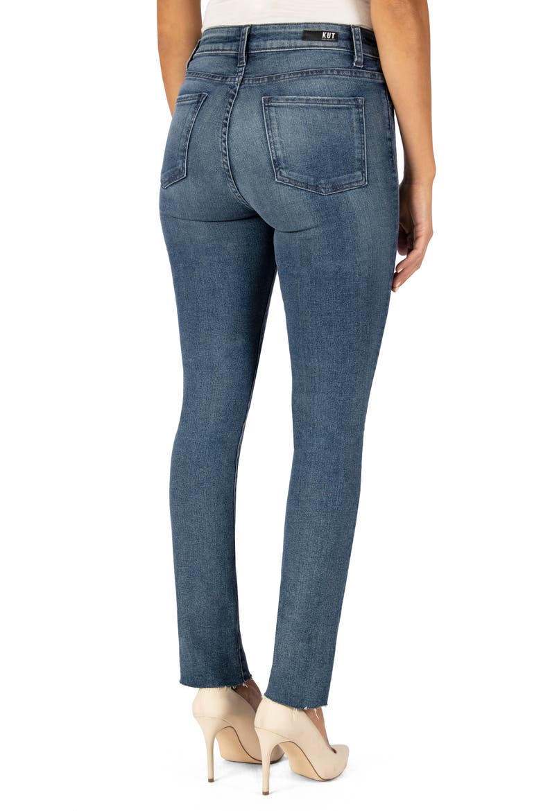 KUT from the Kloth Chrissie High Waist Raw Hem Slim Straight Leg Jeans, Alternate, color, OUTGOING
