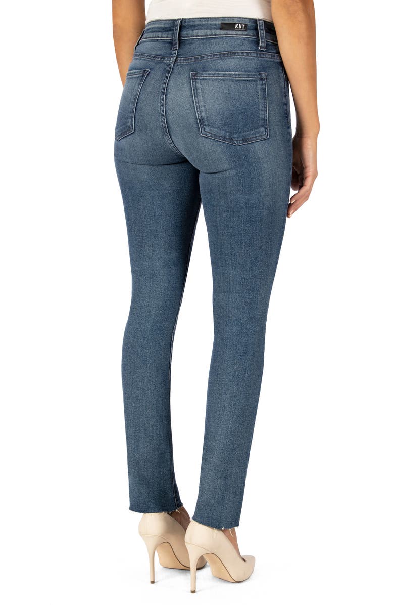 SWAT FAME KUT from the Kloth Chrissie High Waist Raw Hem Slim Straight Leg Jeans, Alternate, color,