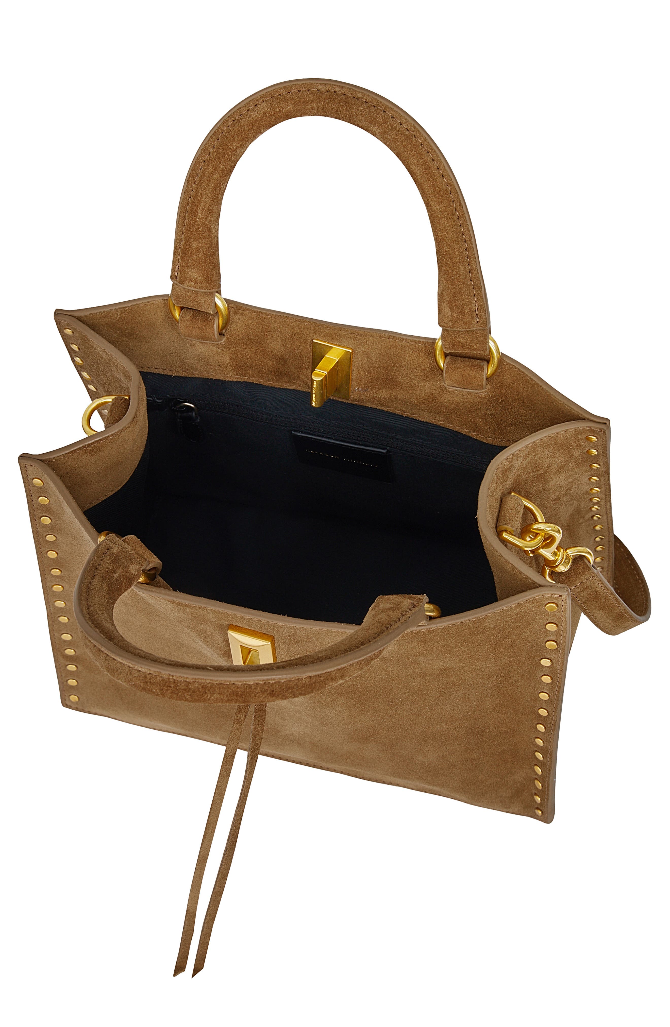 Rebecca Minkoff Small Darren Suede Tote Bag, Alternate, color, Praline