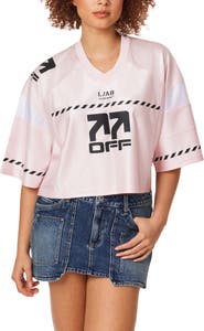 L/AB OFF-WHITE Cropped Mesh Jersey Top