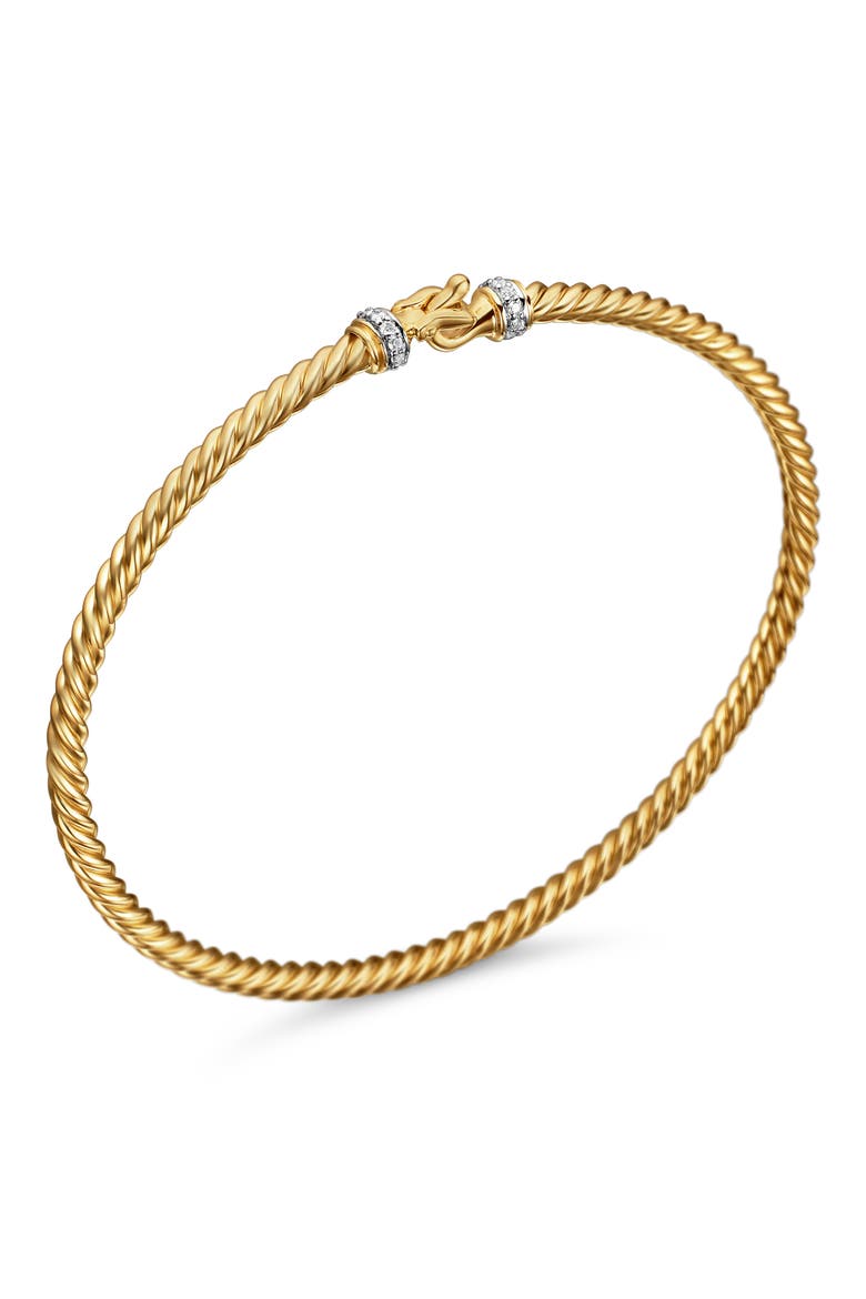 Buckle Classic 18K Yellow Gold & Diamond Cable Bracelet, 2.6mm, Alternate, color, DIAMOND