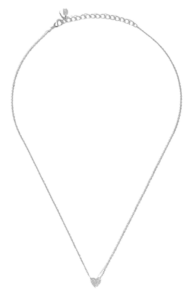 Estella Bartlett Pavé Cubic Zirconia Heart Slider Charm Necklace, Alternate, color, 