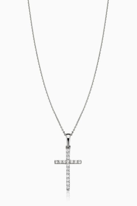 14K Gold Faith Diamond Cross Pendant Necklace