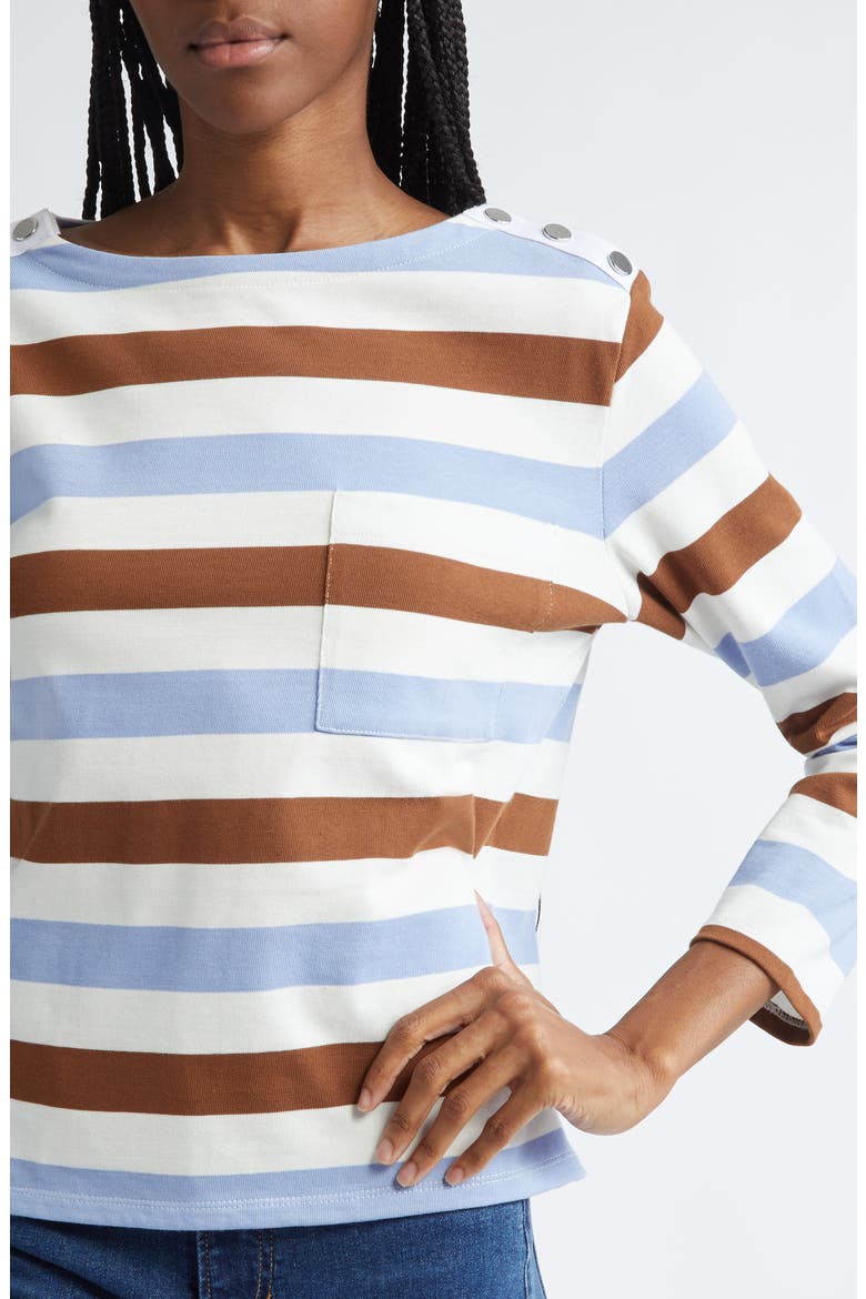 Hovey Stripe Boat Neck Cotton T-Shirt, Alternate, color, WHITE/ HYDRANGEA/ DEEP