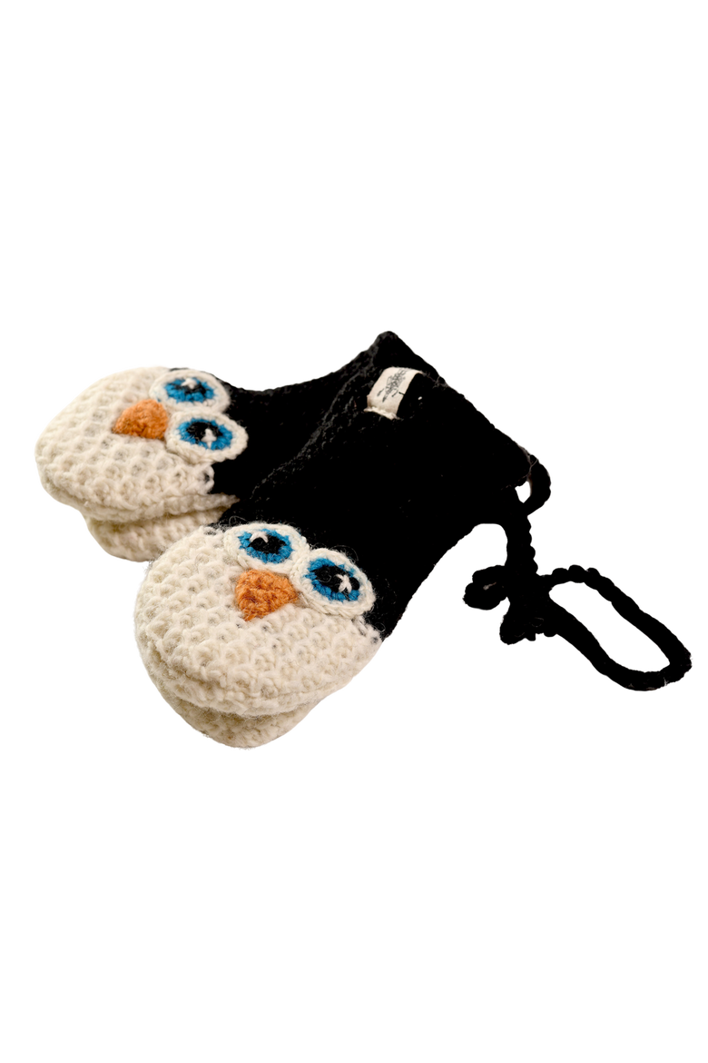Crochet Penguin Mittens, Alternate, color, White